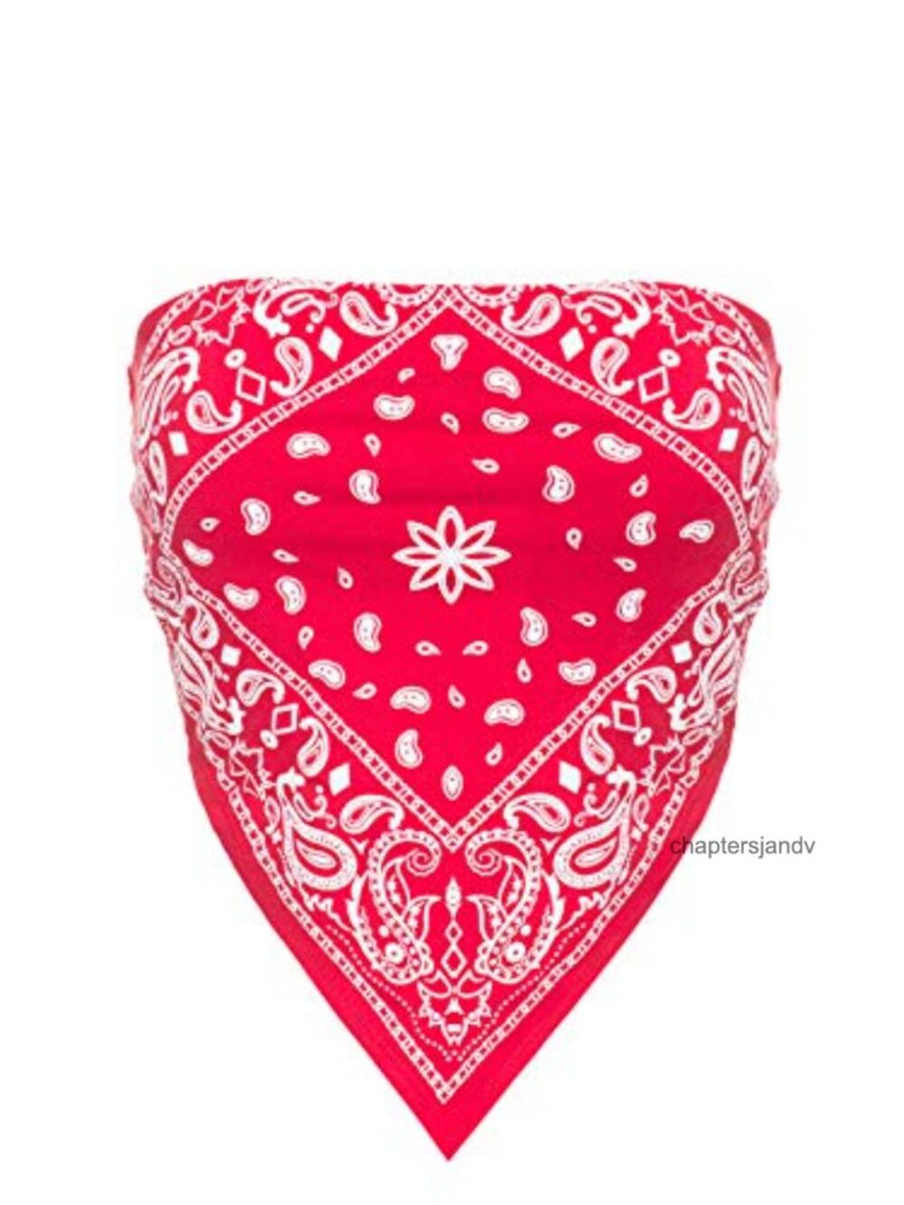 Y2K Strapless Bandana Tube Top Paisley Print Crop Cotton Spandex
